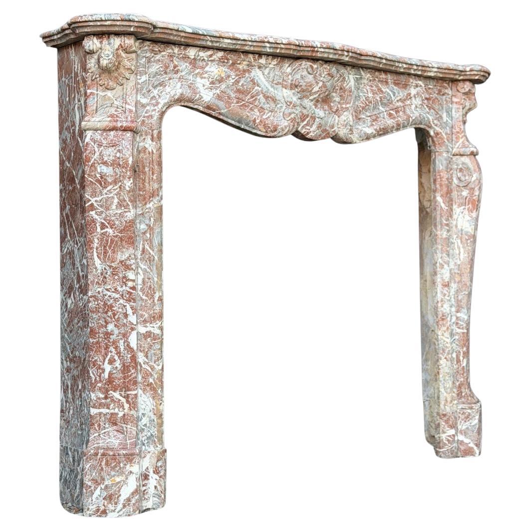 Louis XV-style fireplace in gray Ardennes marble, circa 1880