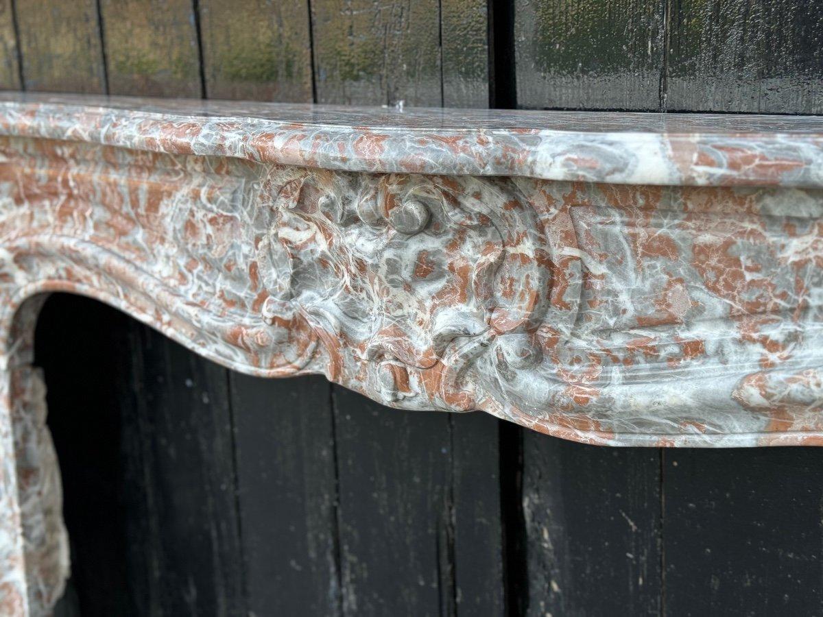 20th Century Louis XV Style Fireplace In Gray Ardennes Marble Circa 1940 For Sale