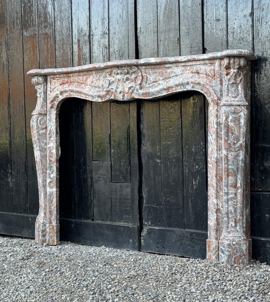 Louis XV Style Fireplace In Gray Ardennes Marble Circa 1940 For Sale 2