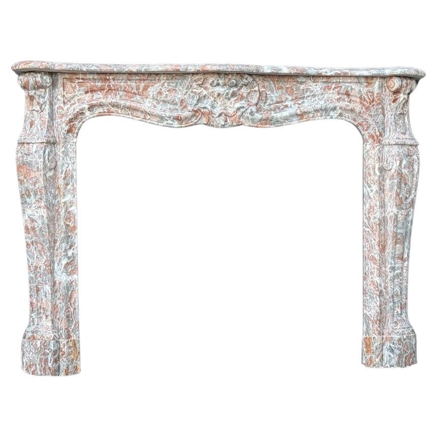 Louis XV Style Fireplace In Gray Ardennes Marble Circa 1940 For Sale