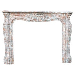 Louis XV Style Fireplace In Gray Ardennes Marble Circa 1940