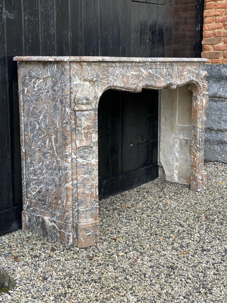 French Louis XV Style Fireplace in Gray Ardennes Marble For Sale