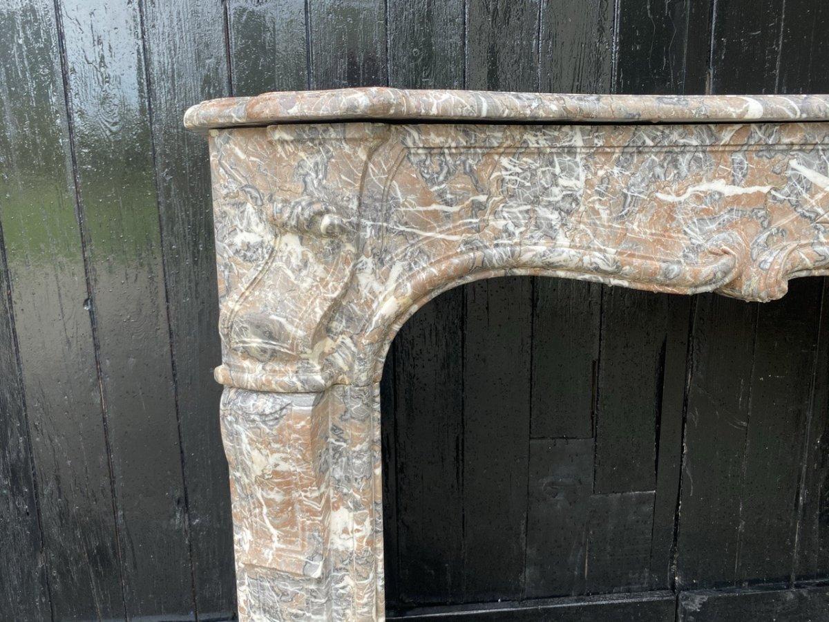 Louis XV Style Fireplace in Gray Ardennes Marble In Excellent Condition For Sale In Honnelles, WHT