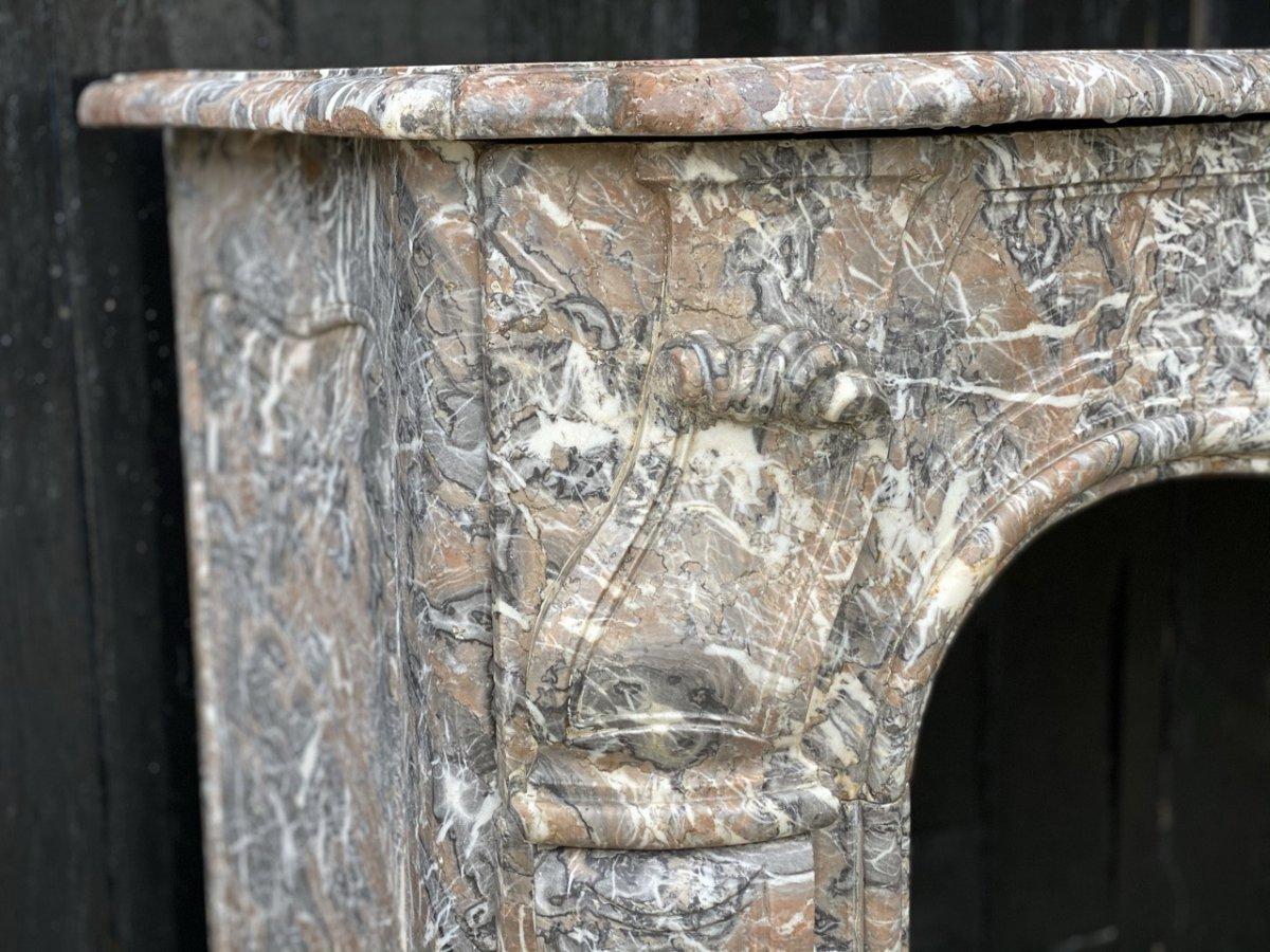 Louis XV Style Fireplace in Gray Ardennes Marble For Sale 3