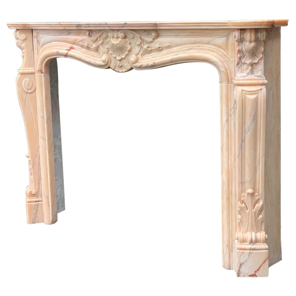 Louis XV Style Fireplace in Pink Marble at 1stDibs