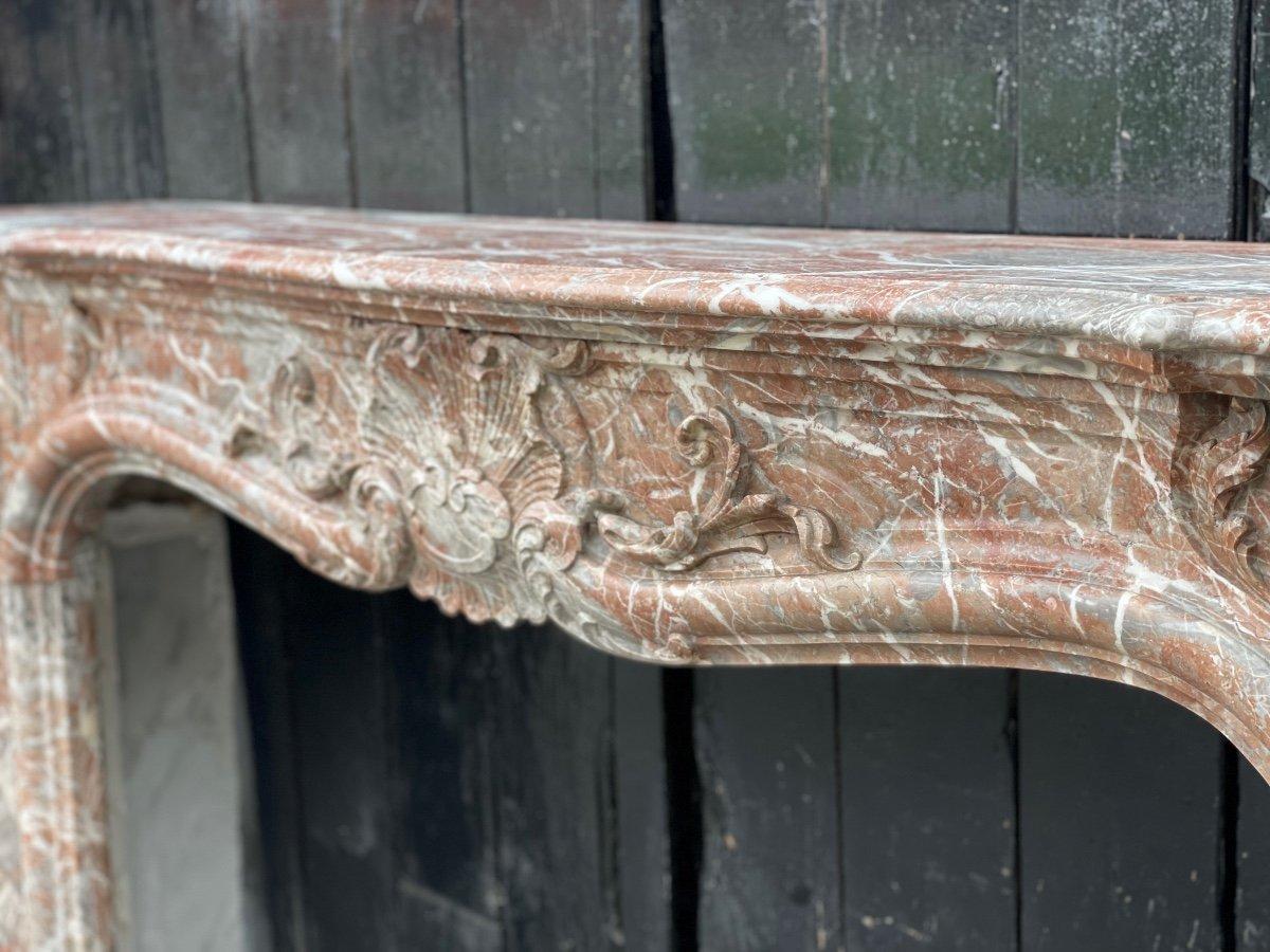 French Louis XV Style Fireplace in Rance Marble, Circa 1880 For Sale
