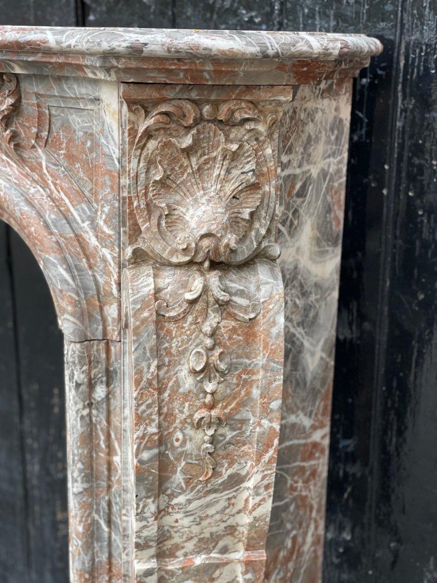 19th Century Louis XV Style Fireplace in Rance Marble, Circa 1880 For Sale