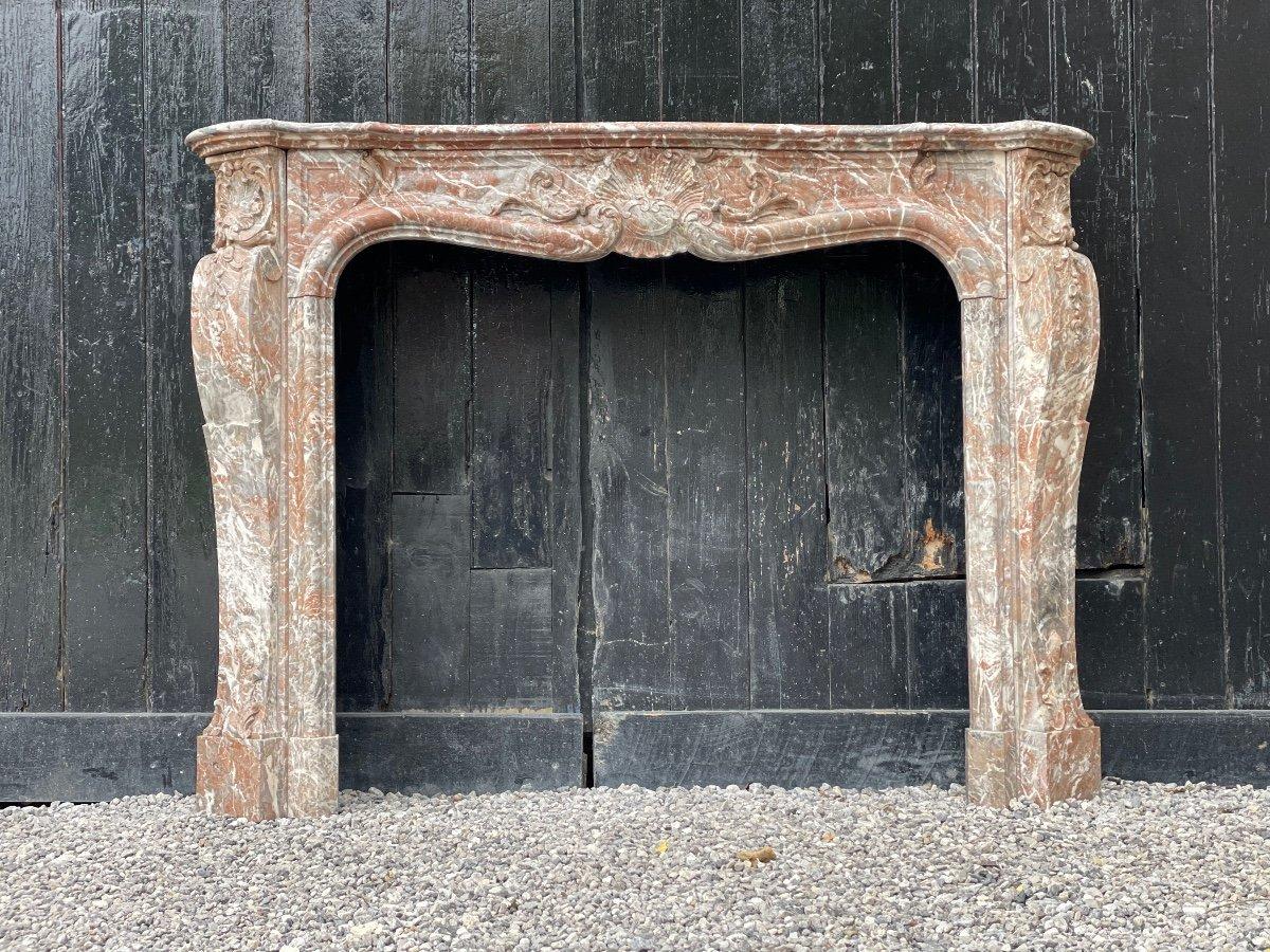 Louis XV Style Fireplace in Rance Marble, Circa 1880 For Sale 1