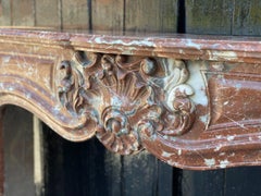 Louis XV Style Fireplace in Rance Marble, Antique French Design, 1880