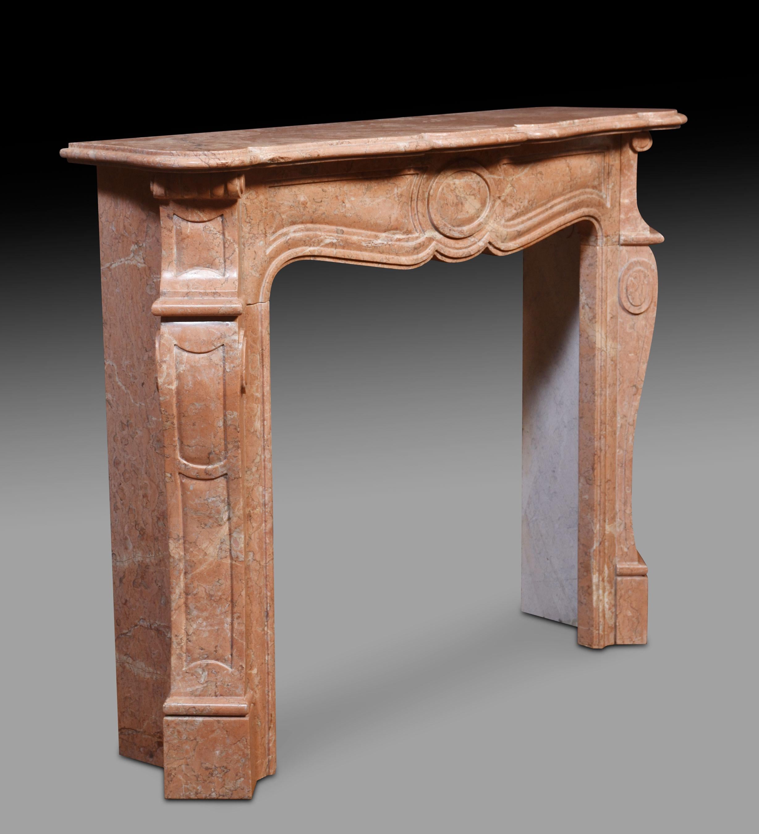 Louis XV Style Fireplace in Rance Marble For Sale 2