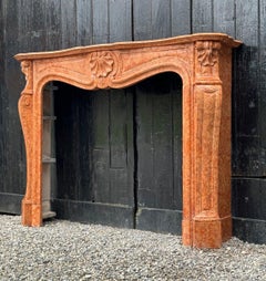 Louis XV Style Fireplace In Red Verona Marble Circa 1880