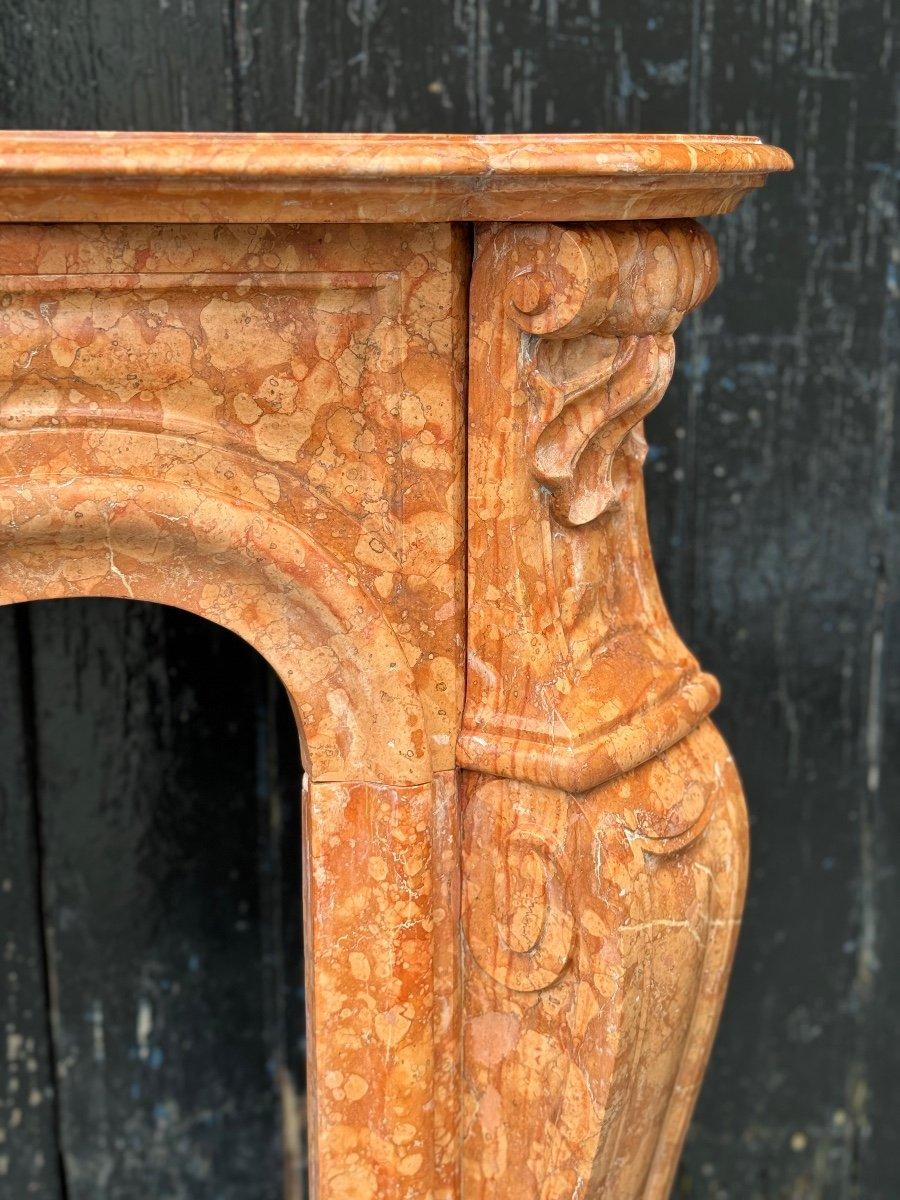 French Louis XV Style Fireplace In Red Verona Marble Circa 1880 For Sale