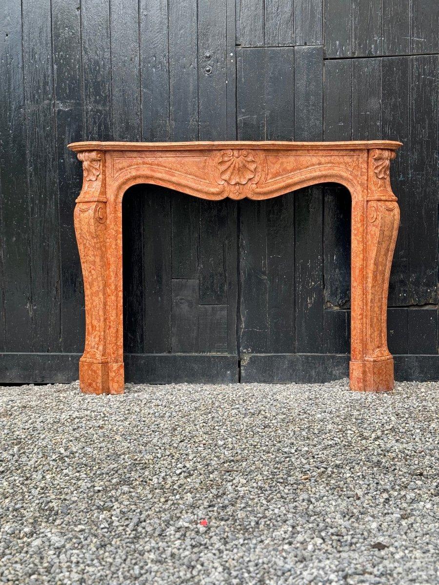 19th Century Louis XV Style Fireplace In Red Verona Marble Circa 1880 For Sale