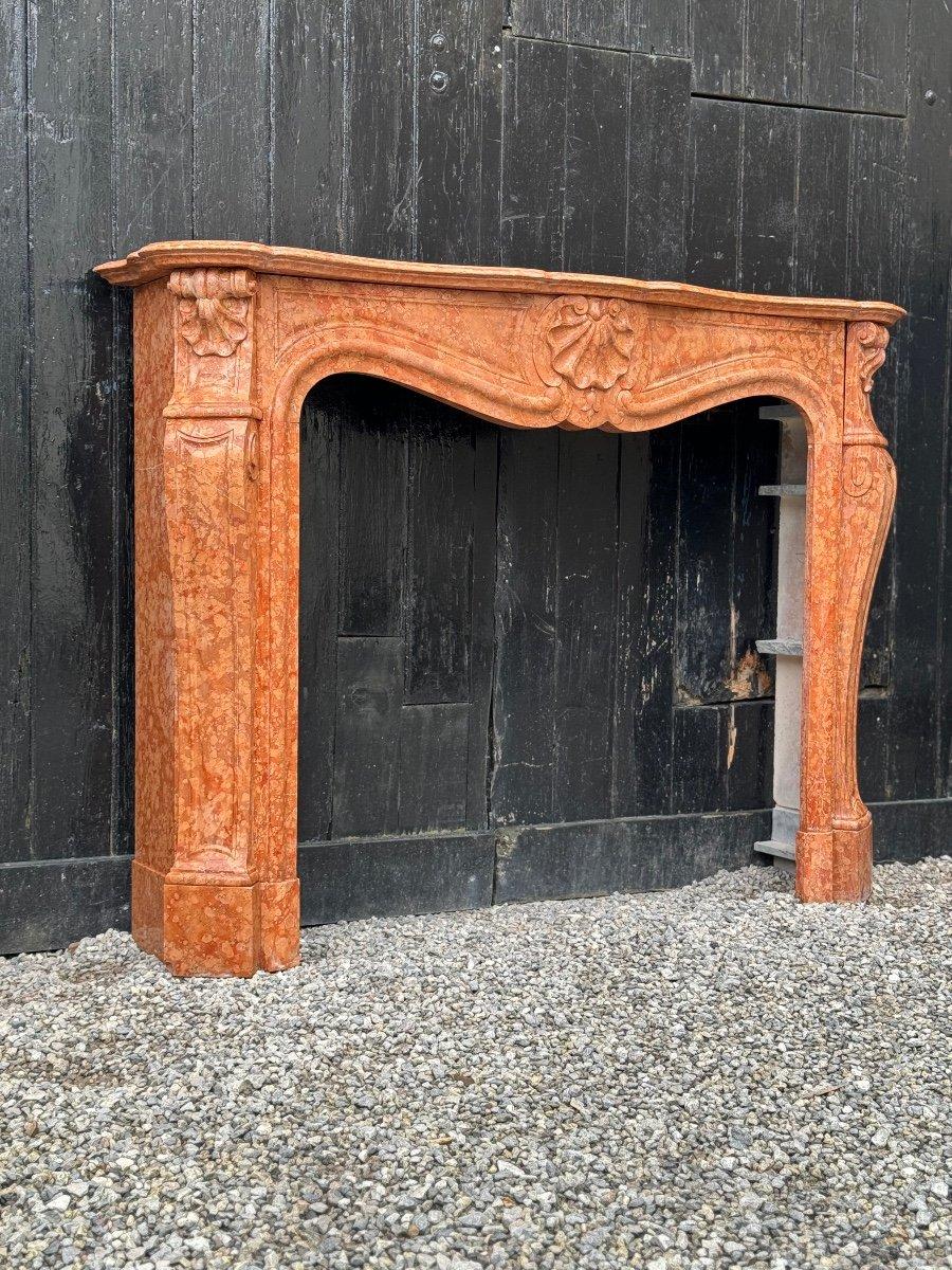 Louis XV Style Fireplace In Red Verona Marble Circa 1880 For Sale 1