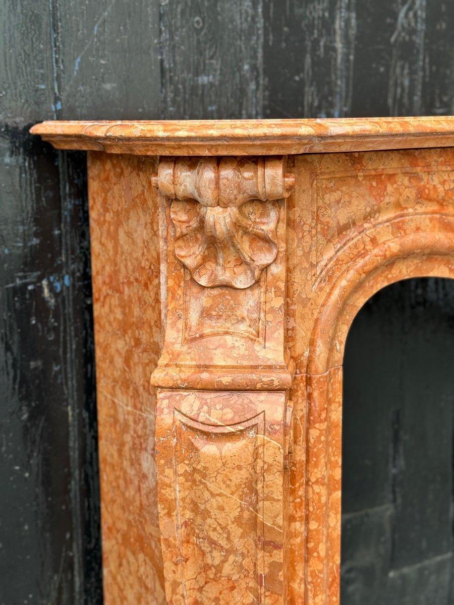 Louis XV Style Fireplace In Red Verona Marble Circa 1880 For Sale 2