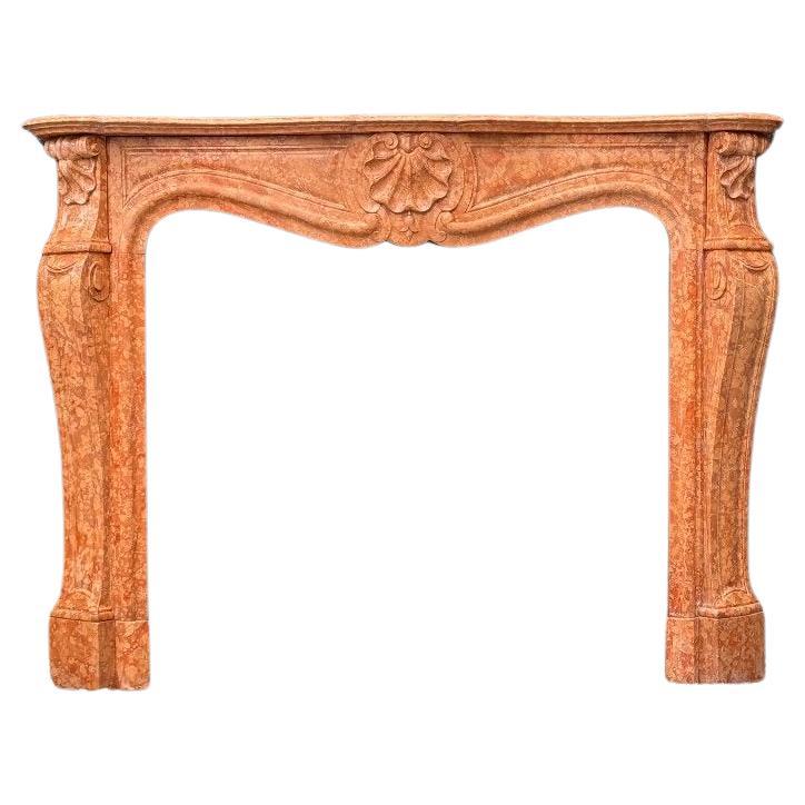 Louis XV Style Fireplace In Red Verona Marble Circa 1880