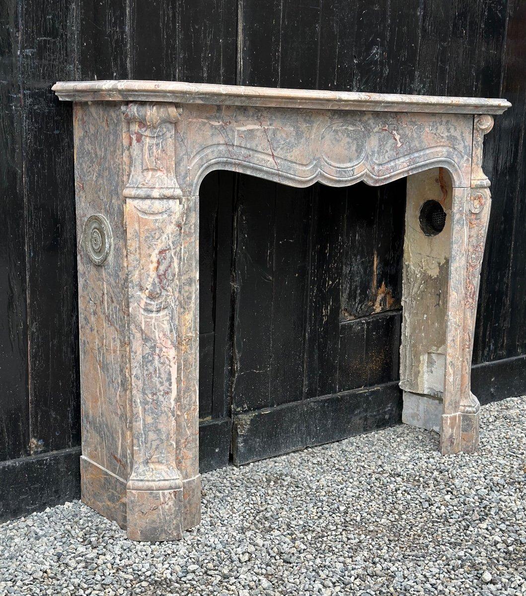 French Louis XV Style Fireplace In Sarrancolin Marble Circa 1880