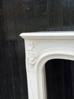 Louis XV style fireplace in Thassos white marble around 1880