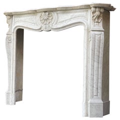 Louis XV Style Fireplace in White Carrara Marble, circa 1880