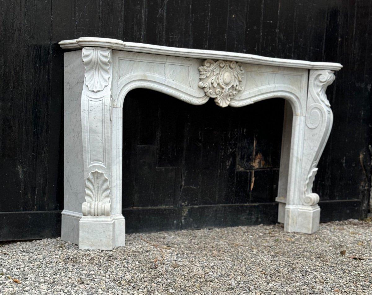 Louis XV Style Fireplace In White Carrara Marble 
Hearth dimensions: 78.5 x 127cm
