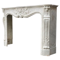 Louis XV Style Fireplace In White Carrara Marble