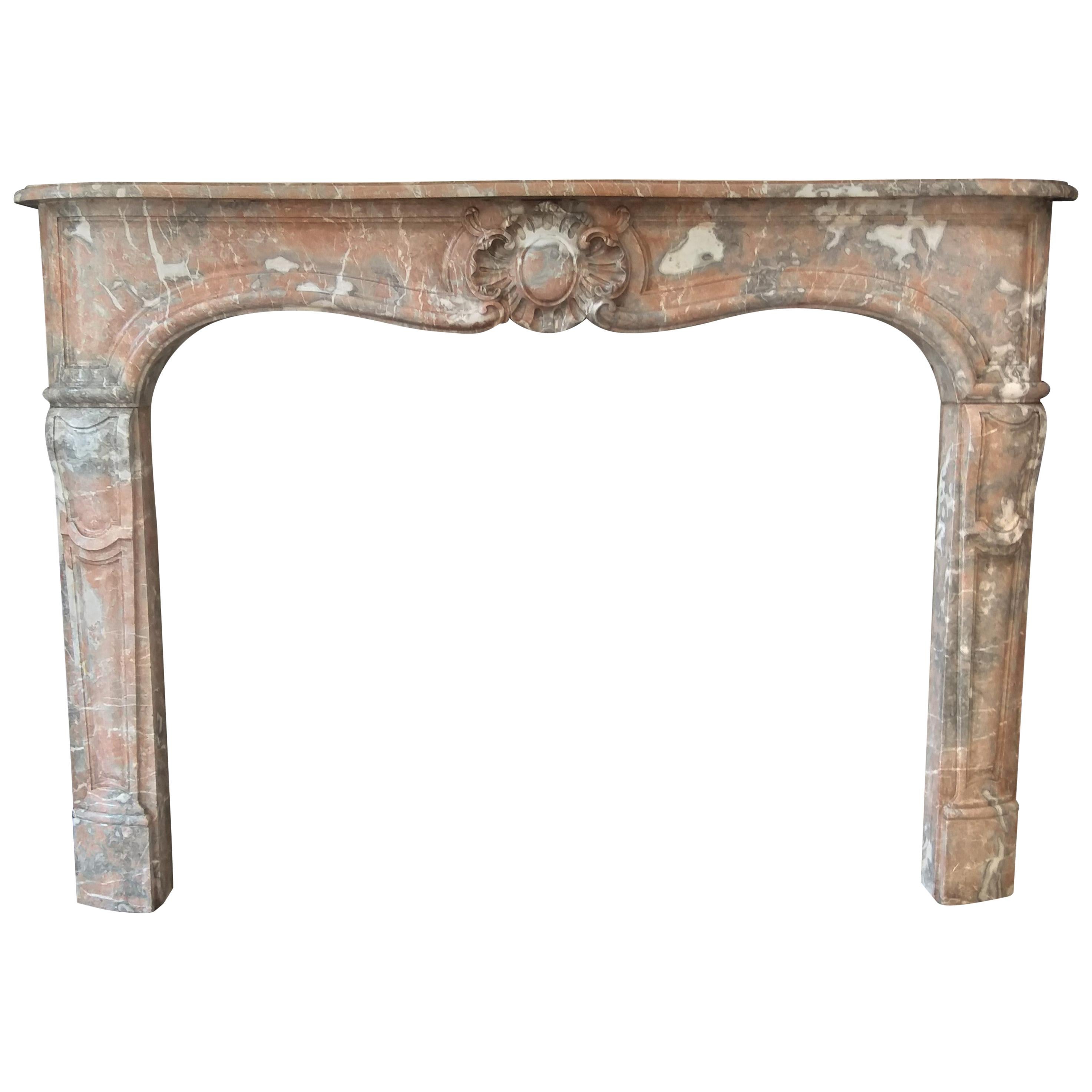 LOUIS XV-Style FIREPLACE Soft-toned Saint Rémy Marble  For Sale