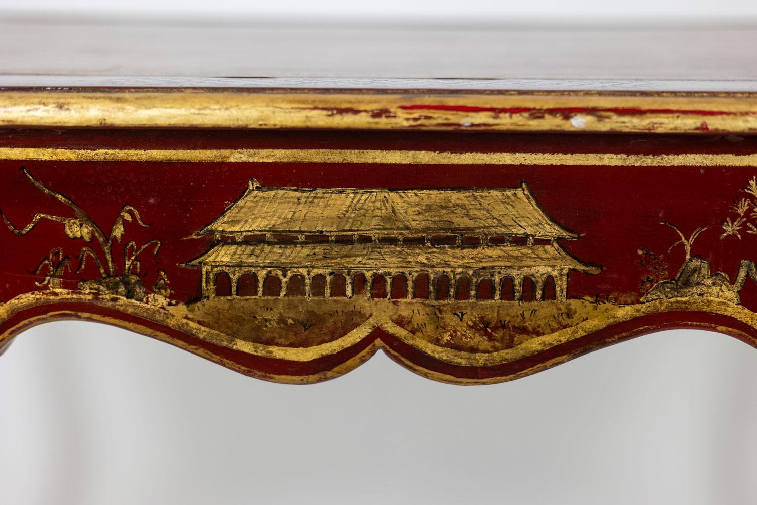 Scrivania in stile Luigi XV decorata con scene di lago. Circa 1800. in vendita 9