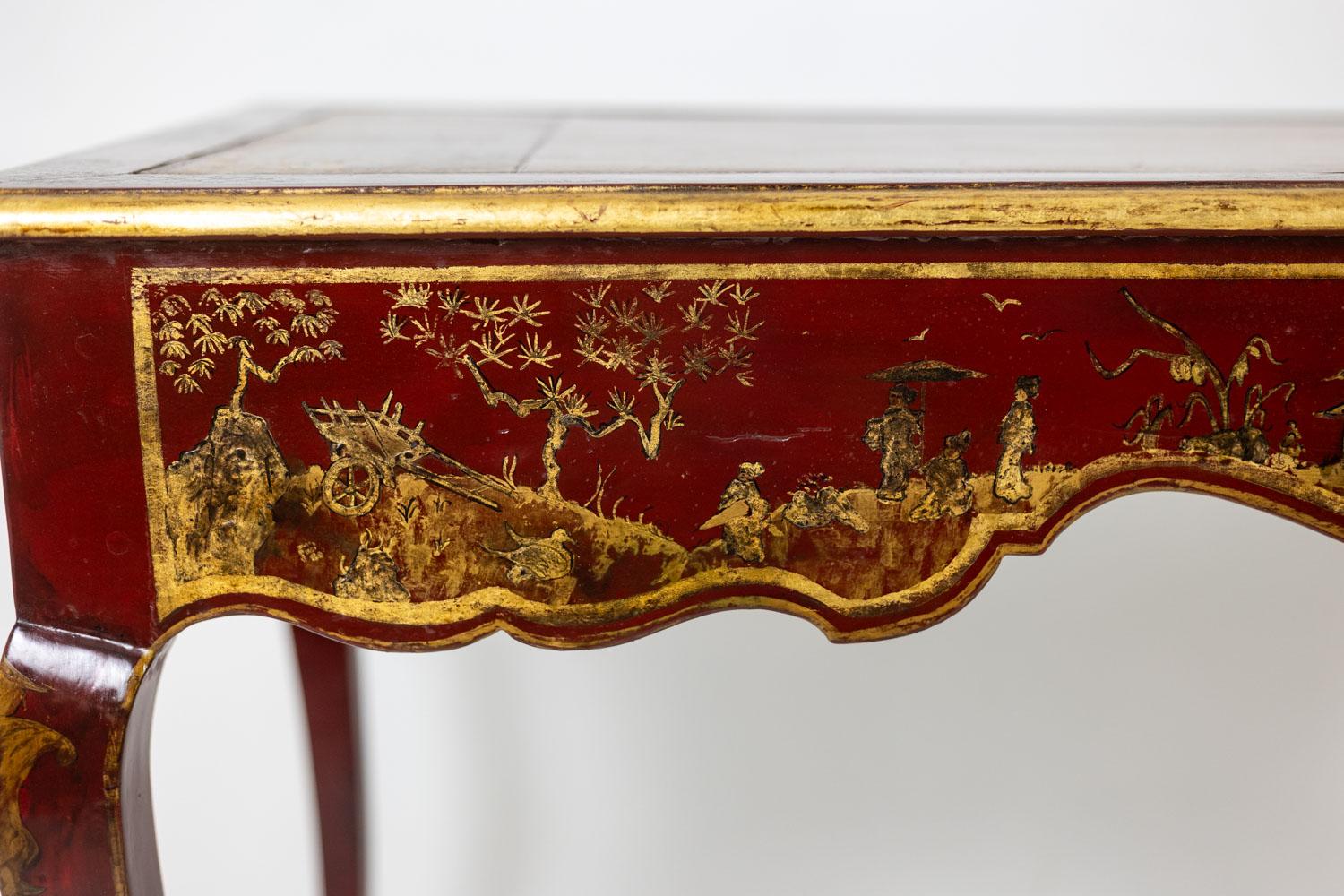 Scrivania in stile Luigi XV decorata con scene di lago. Circa 1800. in vendita 10