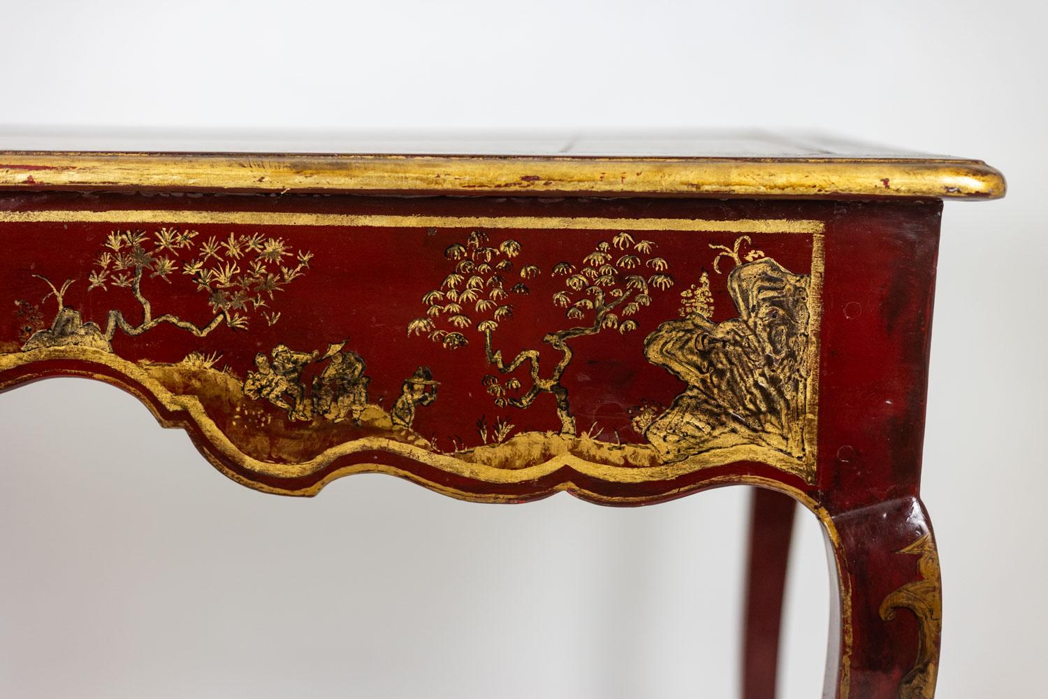 Scrivania in stile Luigi XV decorata con scene di lago. Circa 1800. in vendita 11