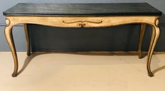 Louis XV Style Flip Top Console, Dining, Library Table, Painted Faux Marble Top