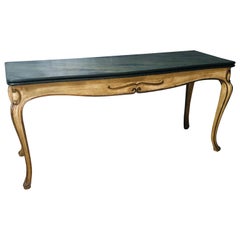 Louis XV Style Flip Top Console, Dining, Library Table, Painted Faux Marble Top