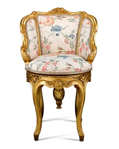 Louis XV Style Floral and Gold Ormolu Piano Stool