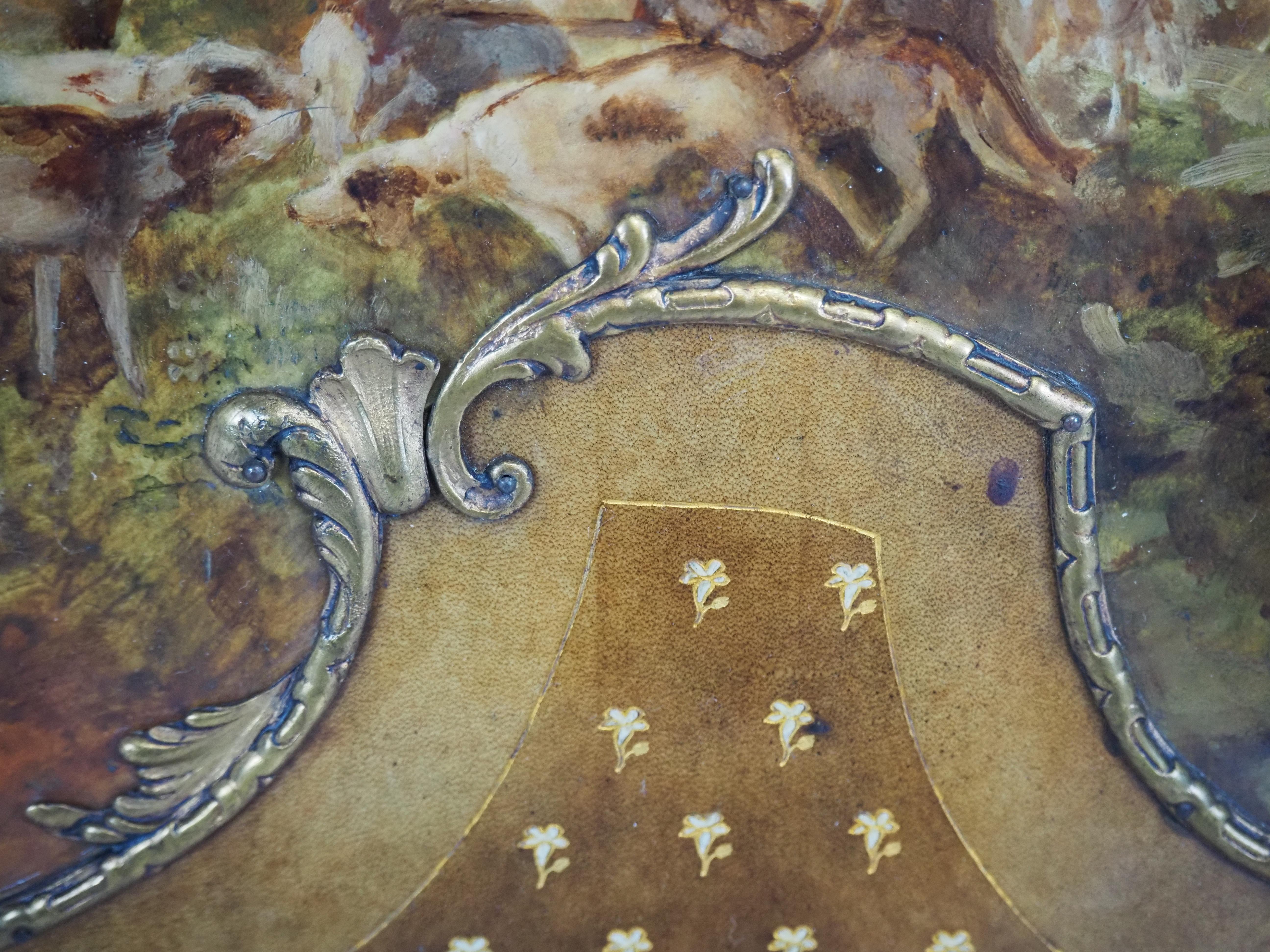 Paravento pieghevole in stile Luigi XV decorato con scene di caccia, tasche per le lettere in vendita 3