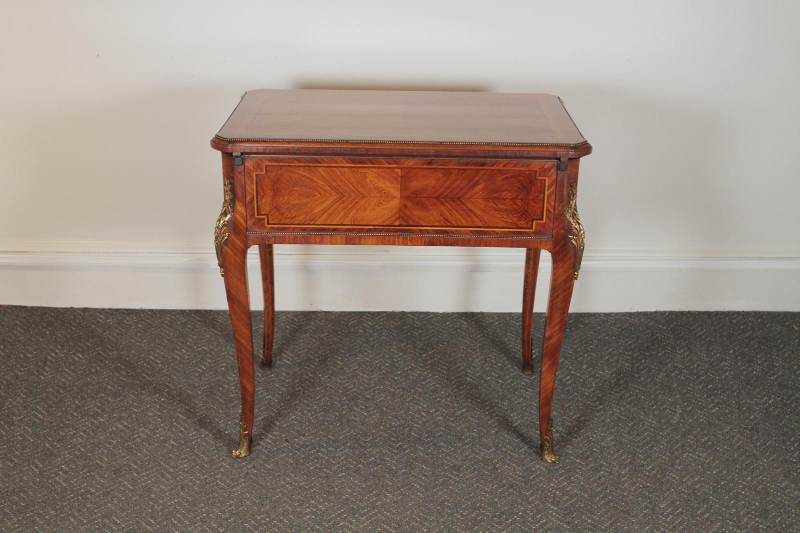 Louis XV Style Folding Vanity or Table with Various Wood Inlaid 10