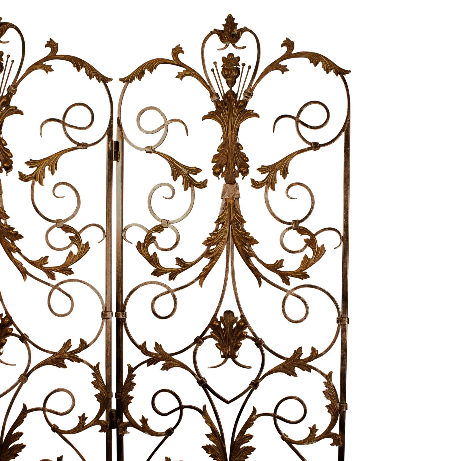 French Louis XV Style Forged and Tooled Steel and Brass Panels, France 19th Century