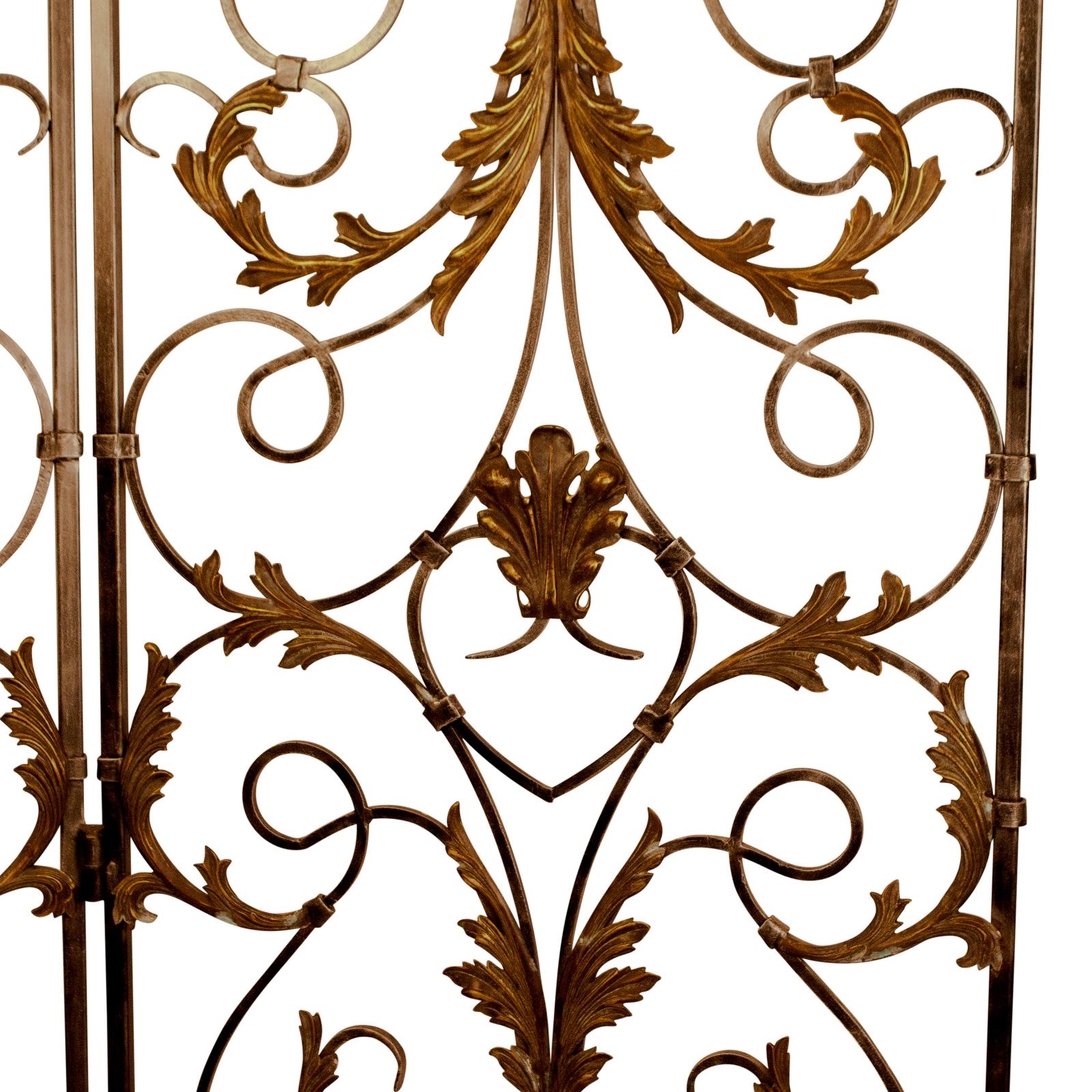 Louis XV Style Forged and Tooled Steel and Brass Panels, France 19th Century In Good Condition In San Francisco, CA