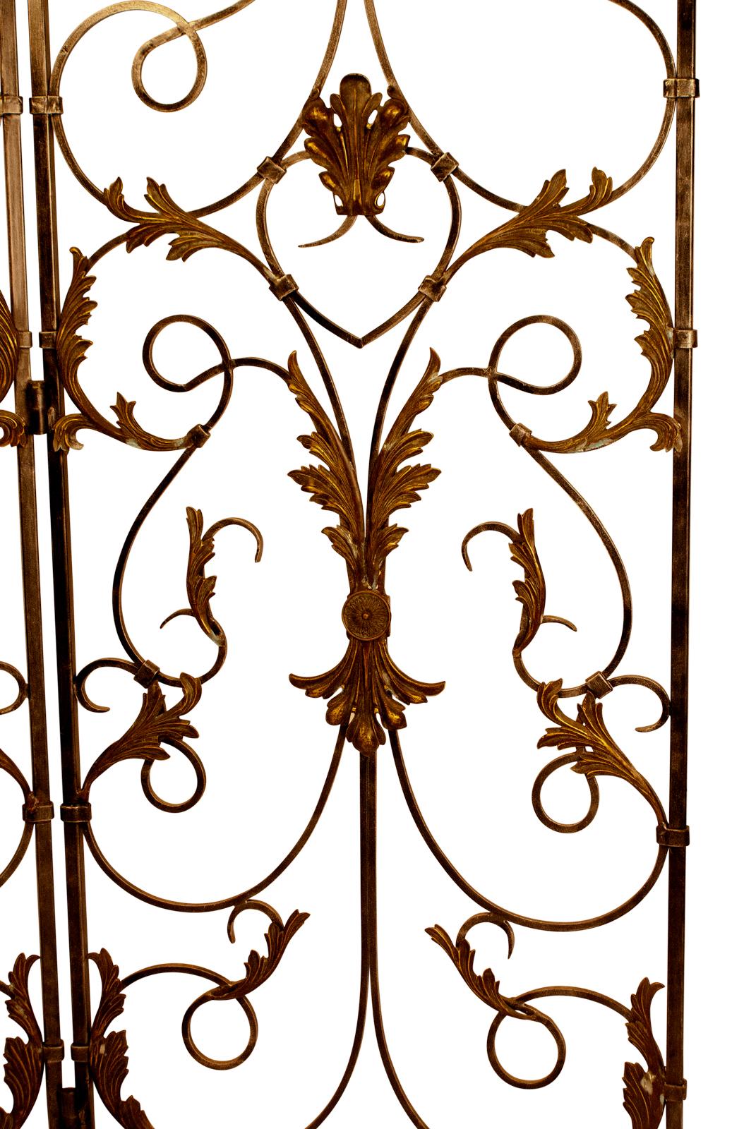 Louis XV Style Forged and Tooled Steel and Brass Panels, France 19th Century 1