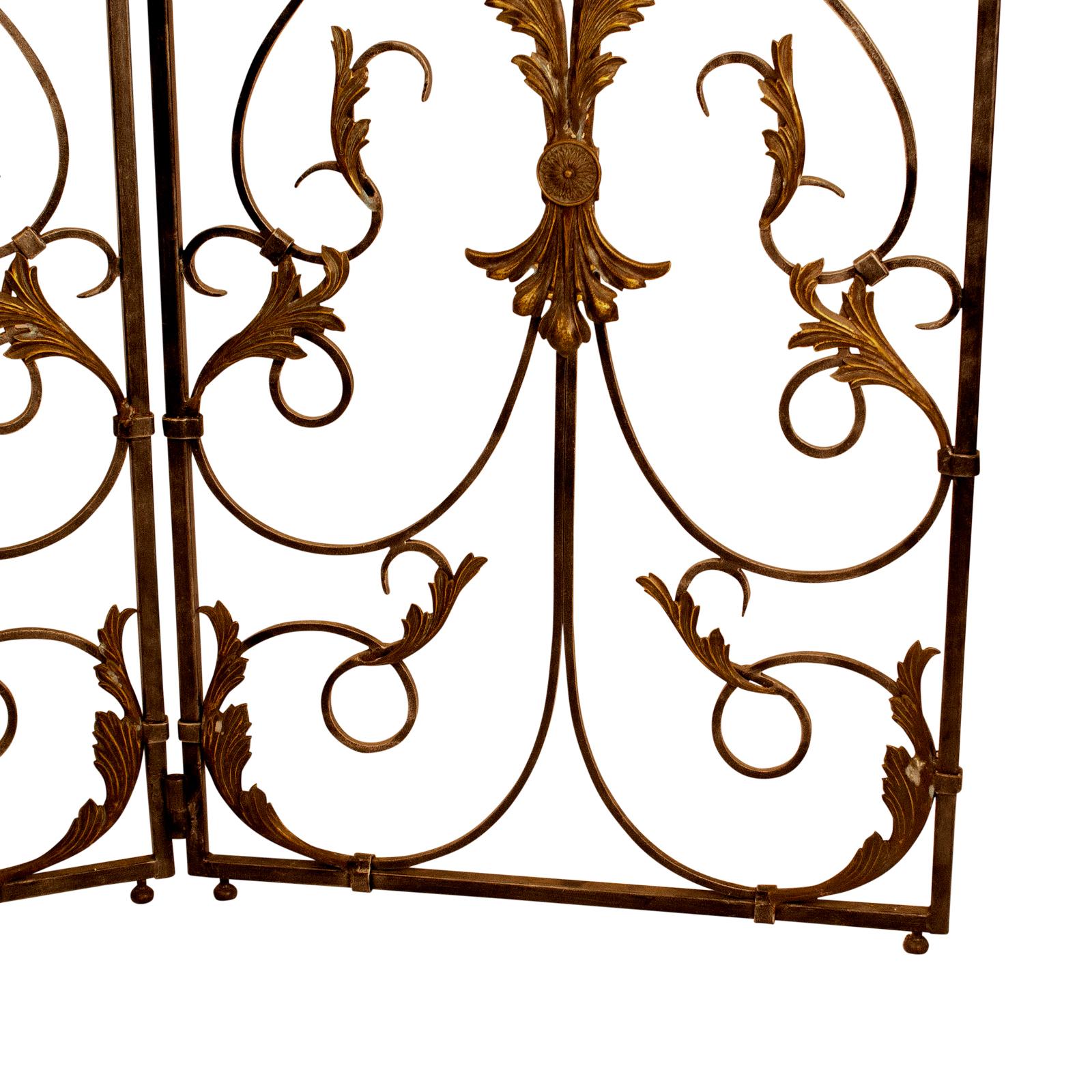 Louis XV Style Forged and Tooled Steel and Brass Panels, France 19th Century 2
