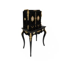 Louis XV Style French Black Lacquer Bonheur du Jour, Late 19th Century