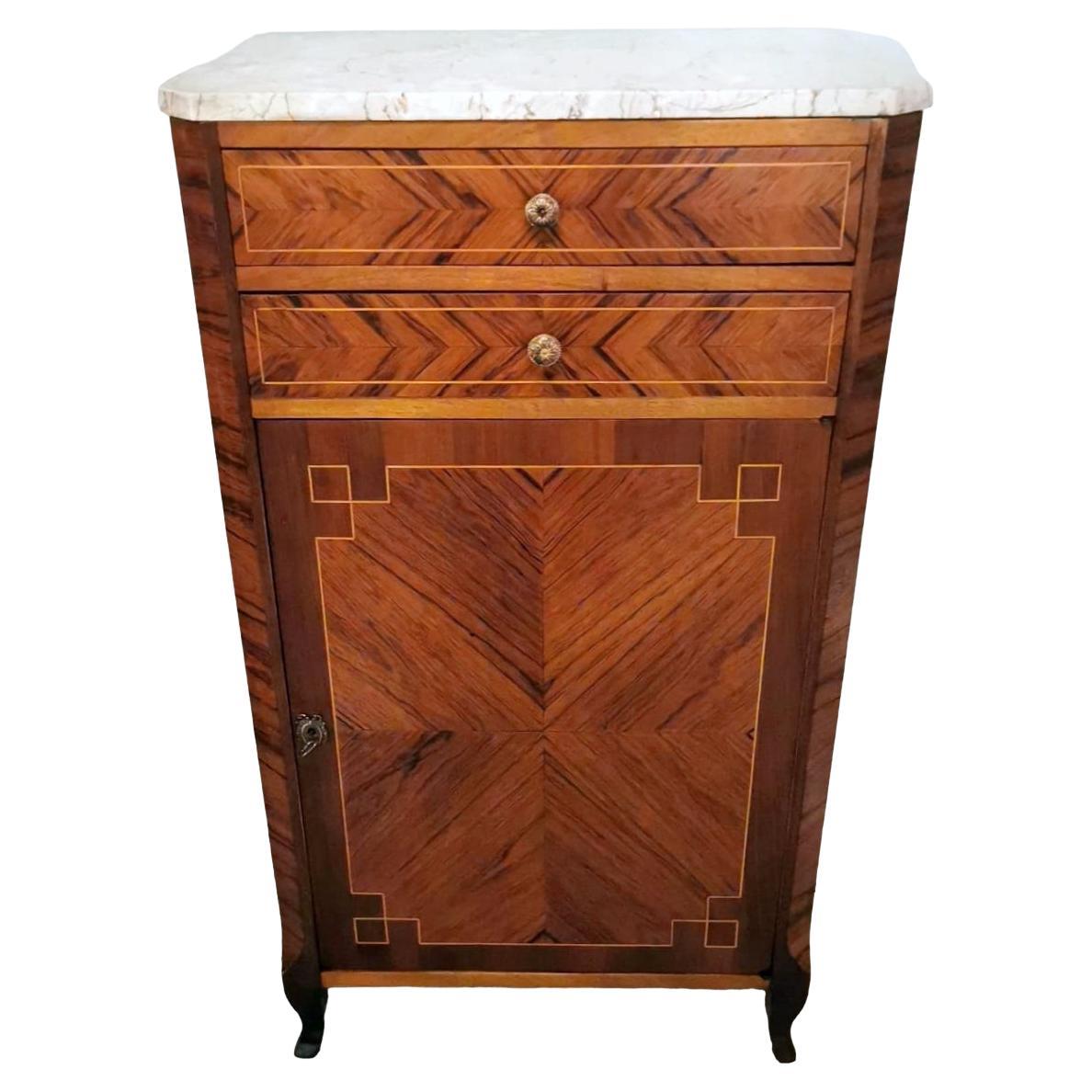 Louis XV Style French Cabinet with Giallo Siena Marble Top For Sale