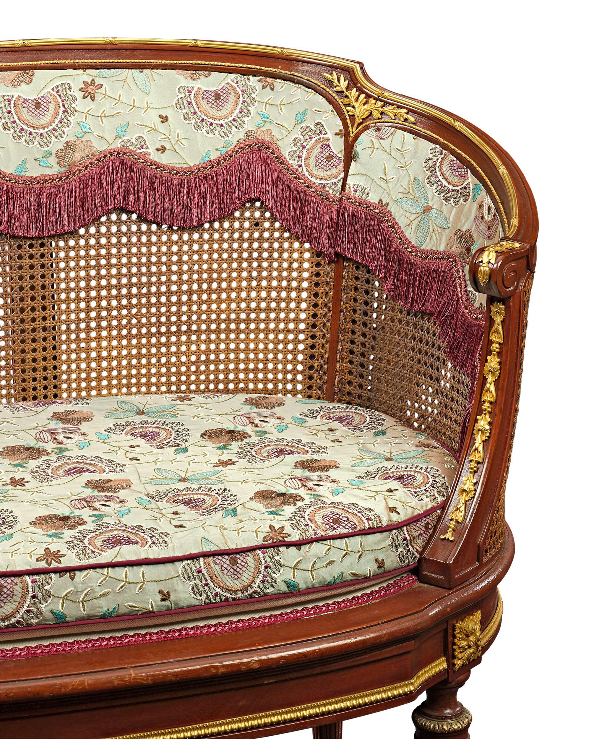 19th Century Louis XV Style French Caned Settees For Sale