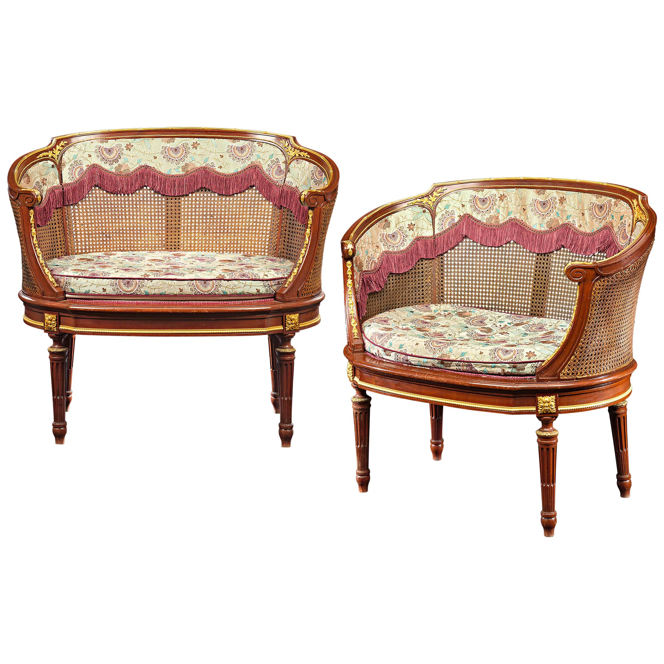Louis XV Style French Caned Settees