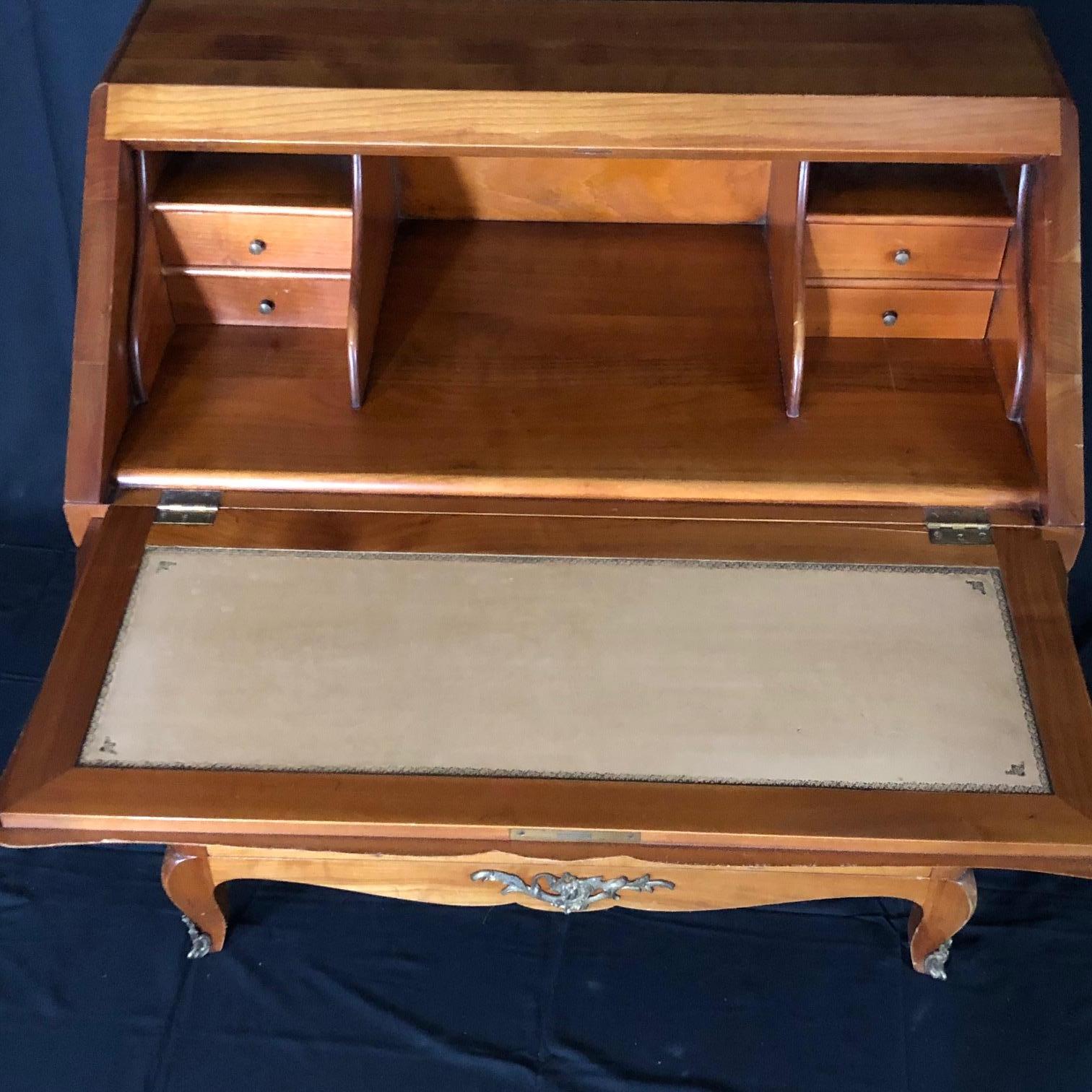 Mid-20th Century Louis XV Style French Carved Walnut Drop Front Secretary Desk