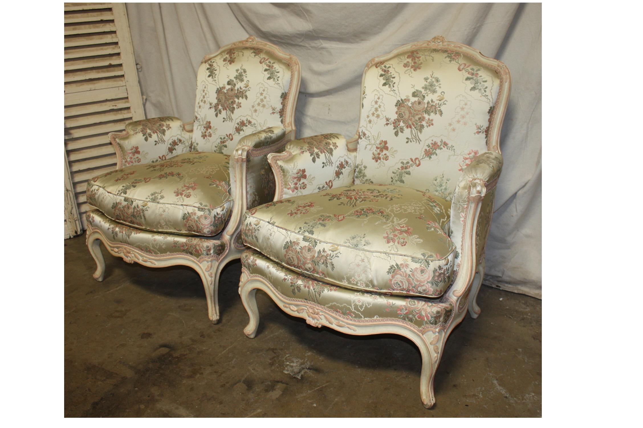 Lacquered Louis XV Style French Club Chairs