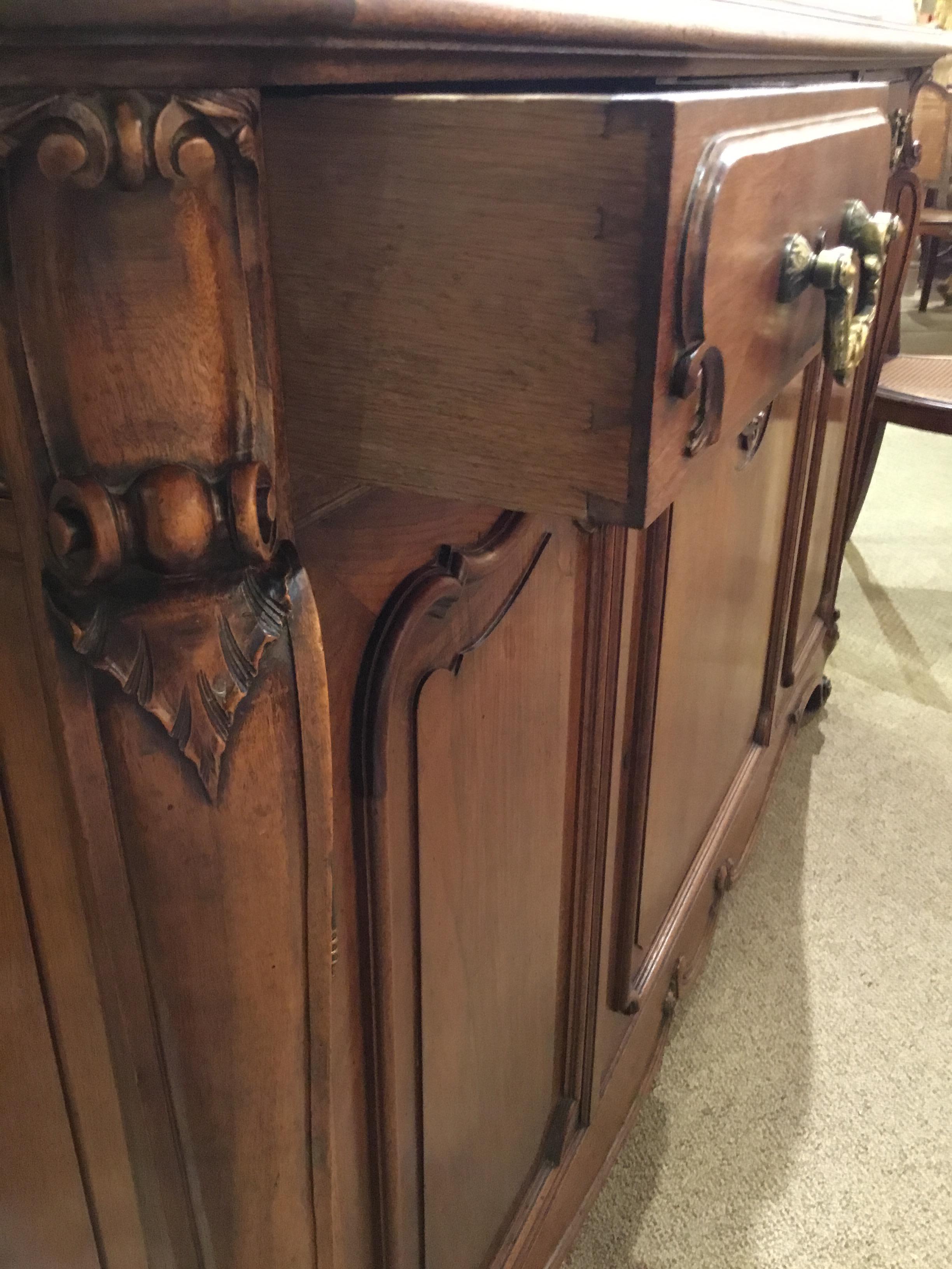 Louis XV-Style French Country Carved Walnut Sideboard or Buffet, Signed 3