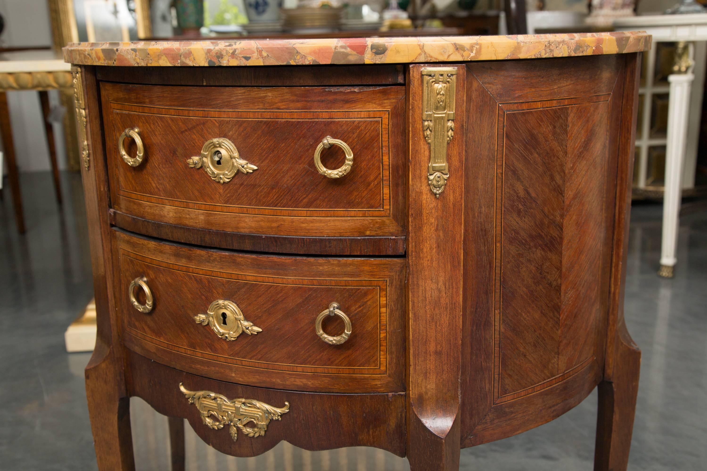 Louis XV Style French Demilune Commode with Marble Top 4