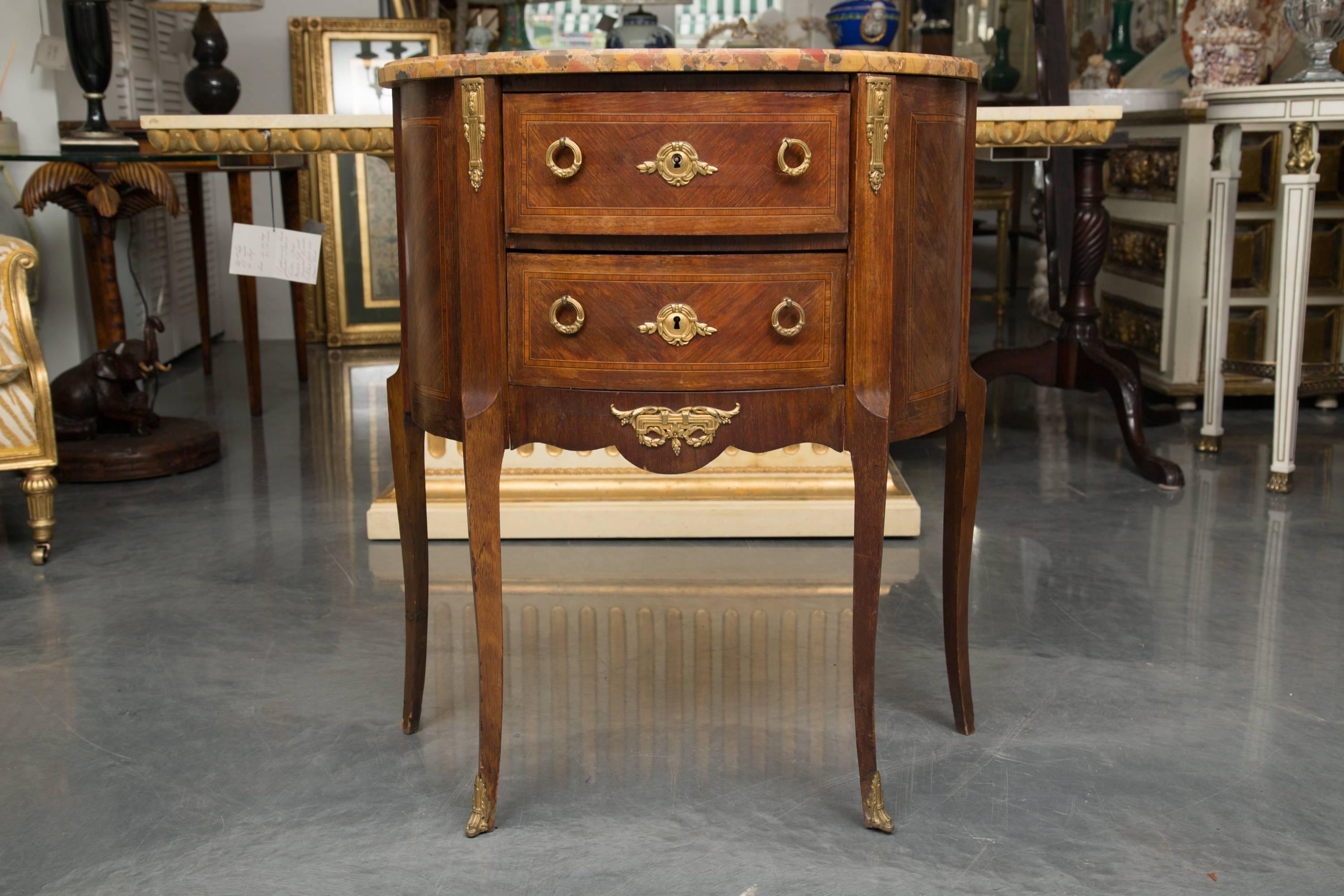 Louis XV Style French Demilune Commode with Marble Top 7