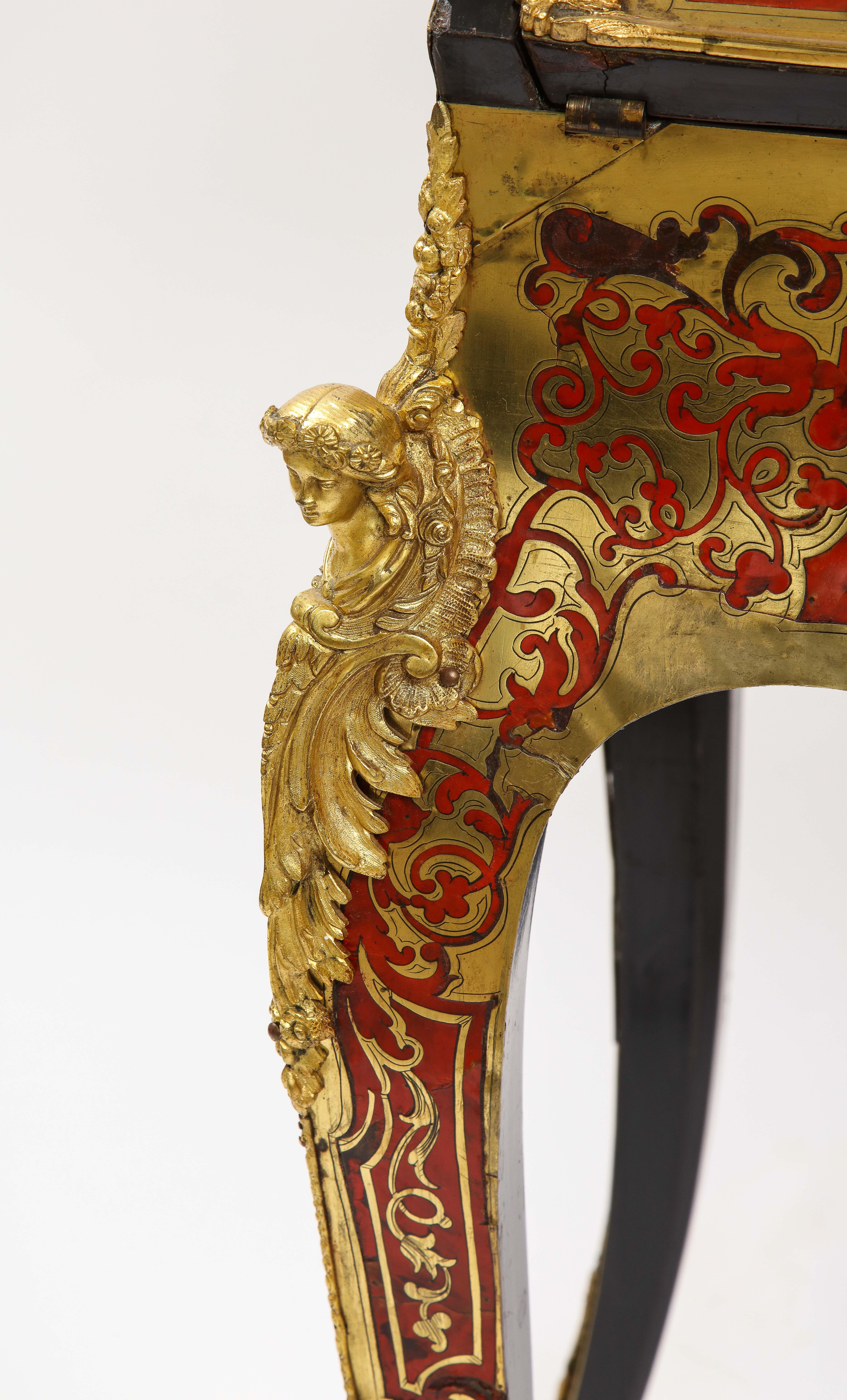 Schreibtisch oder Schrank aus Bronze mit Intarsien aus Boulle im Louis XV.-Stil im Angebot 7