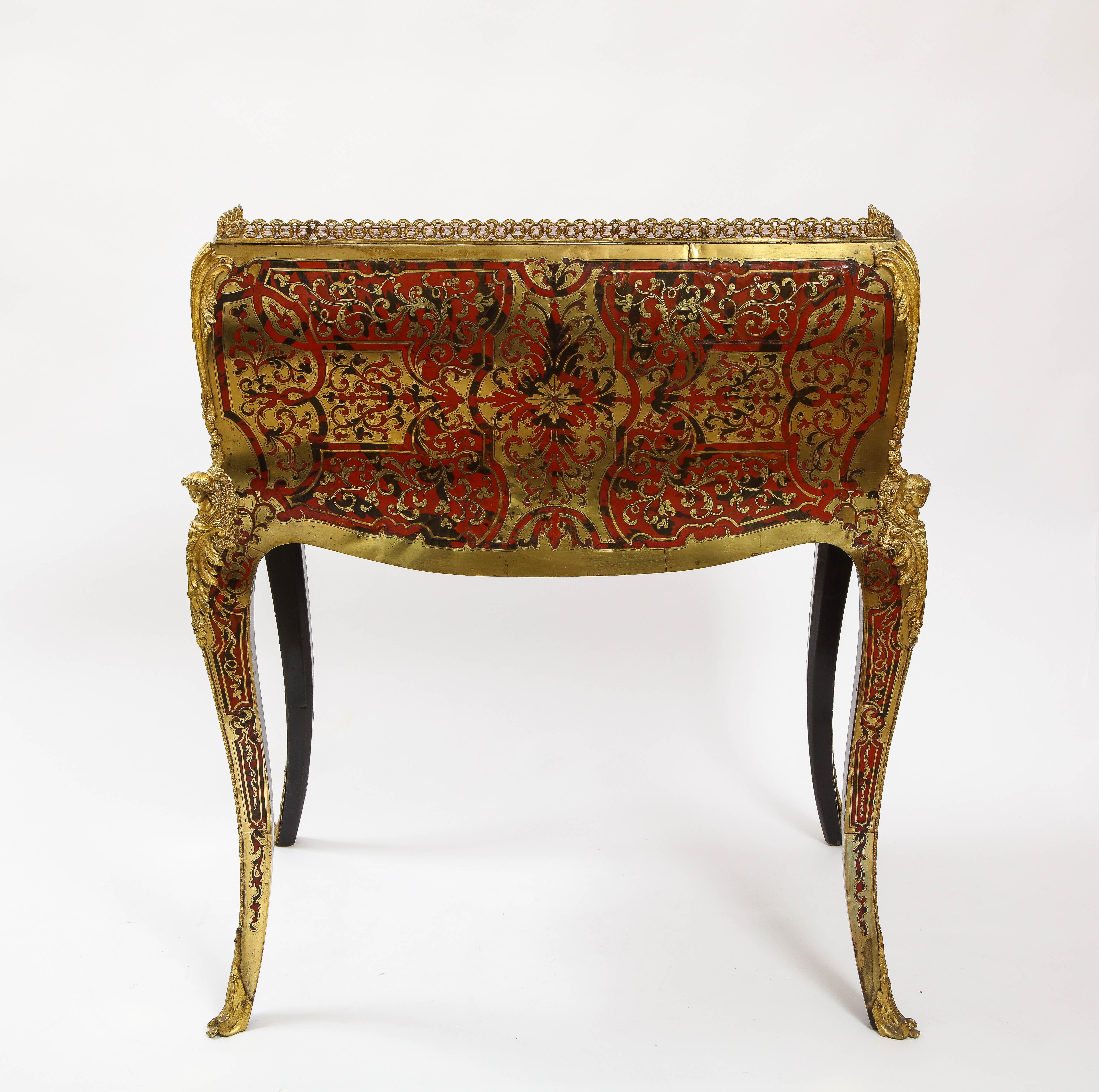 French Louis XV Style Dore Bronze Mounted Boulle Marquetry Secretary Desk or Cabinet For Sale