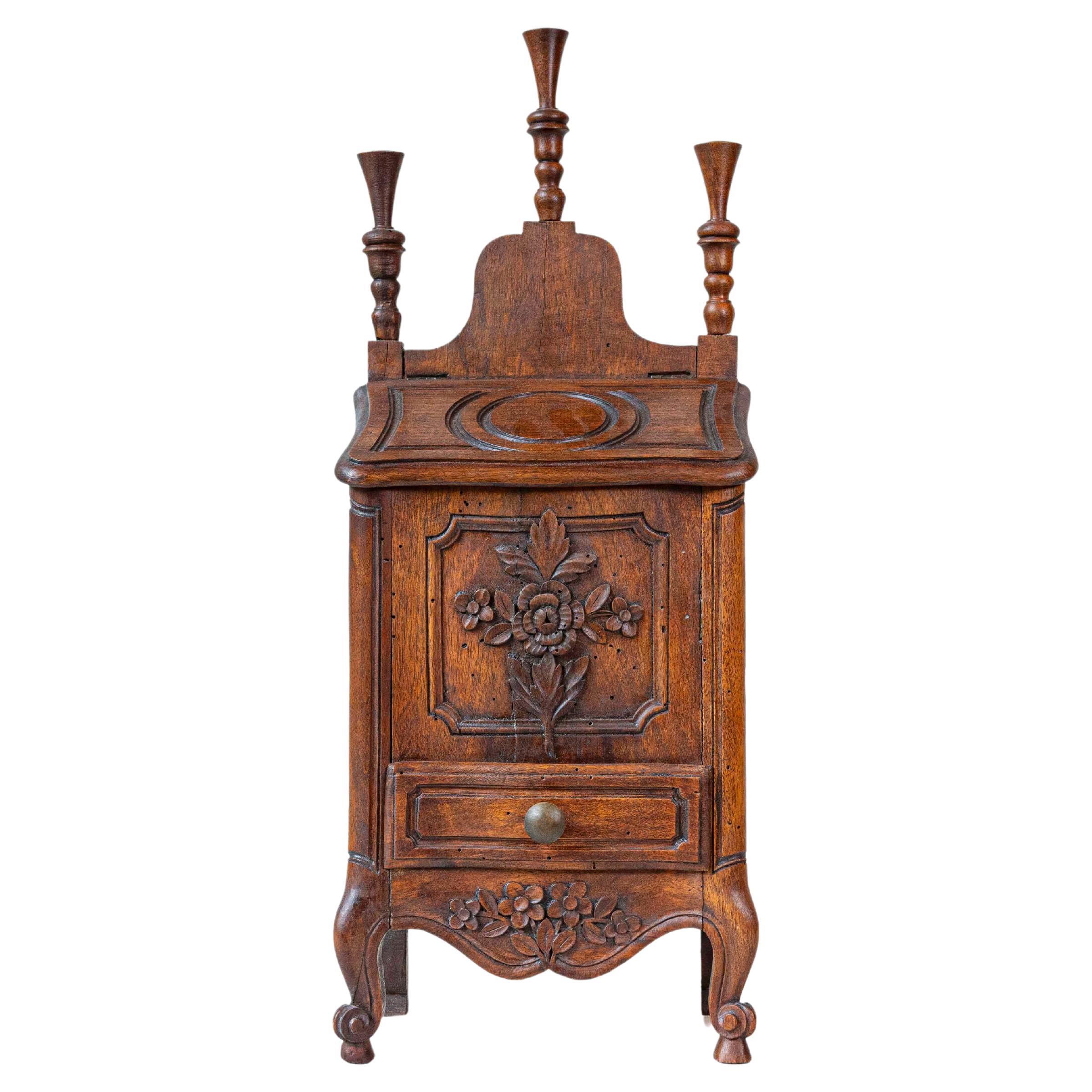 Louis XV Style French Farinerio Flour Box with Carved Floral Décor